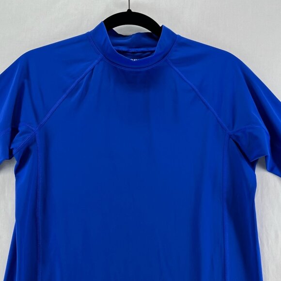 Lands' End Rash Guard Swim Top Youth L Short Sleeve Mock Neck Stretch Royal Blue - Picture 3 of 11